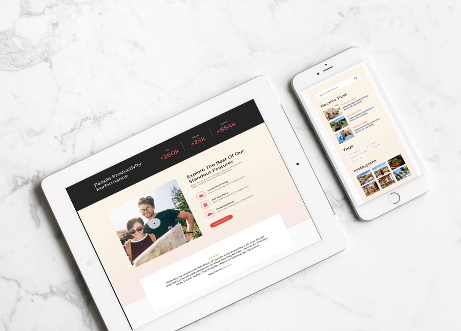 Nice website mockup design on the tab and mobile screen