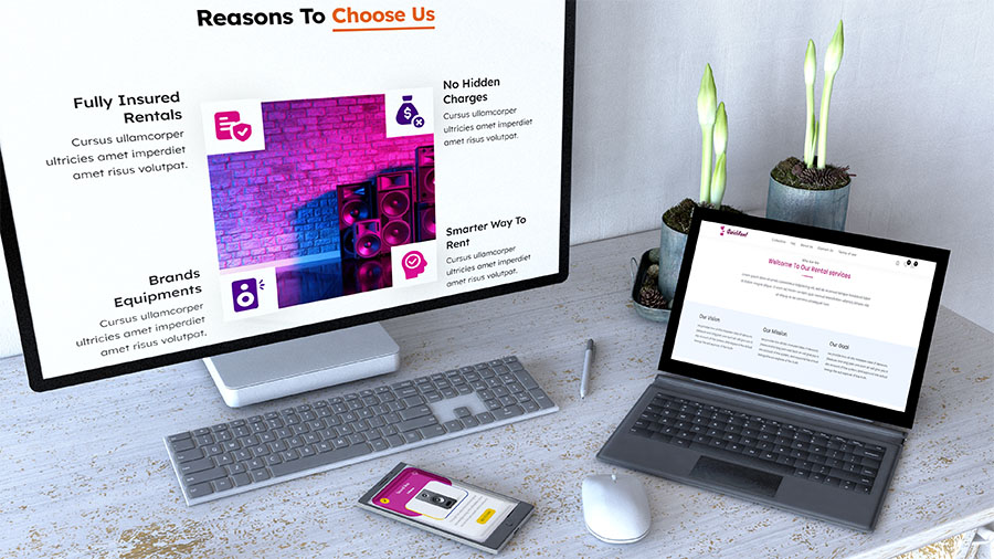 Website mockup showing a nice rental website UI